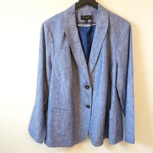 NEW Talbots Blue Linen Suit Jacket Blazer Plus Size 20W